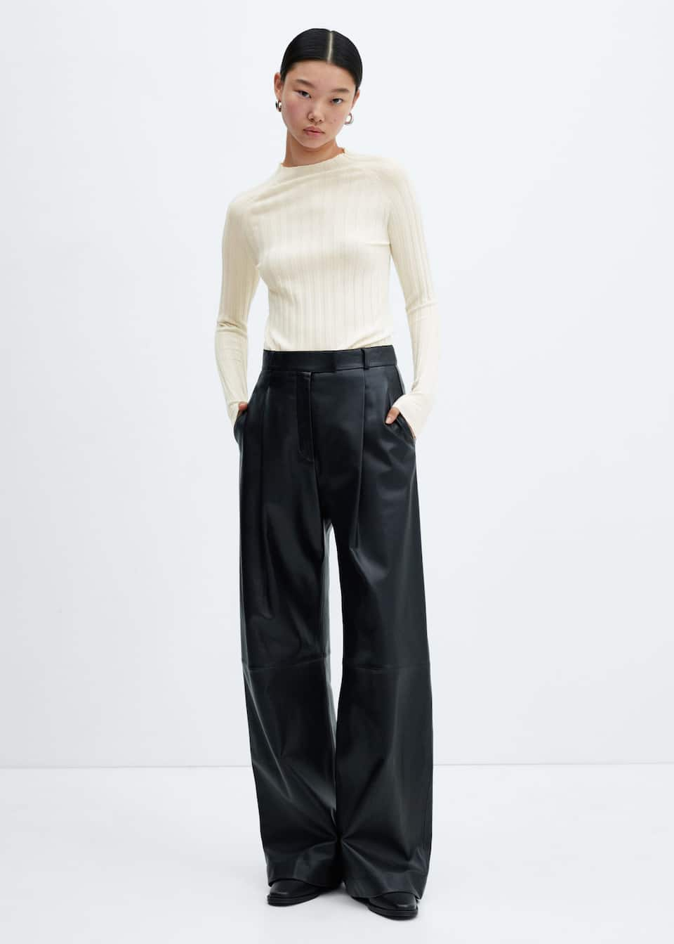 High collar ribbed knit sweater - Laurel Morgan