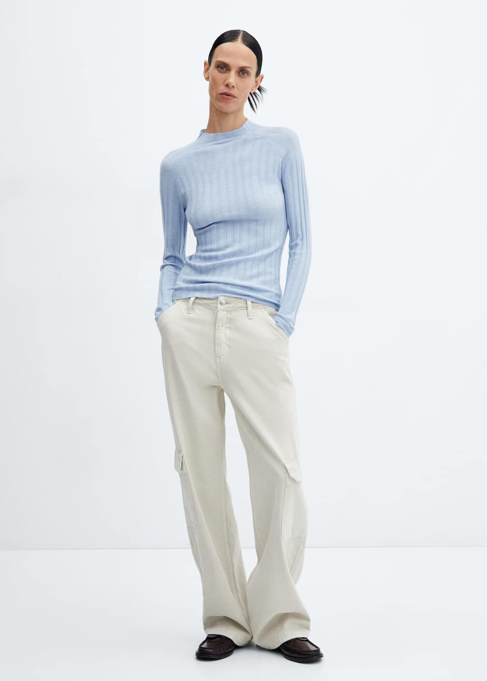 High collar ribbed knit sweater - Laurel Morgan