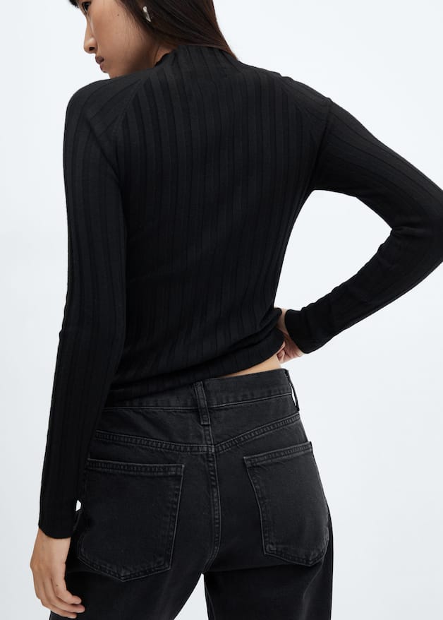 High collar ribbed knit sweater - Laurel Morgan