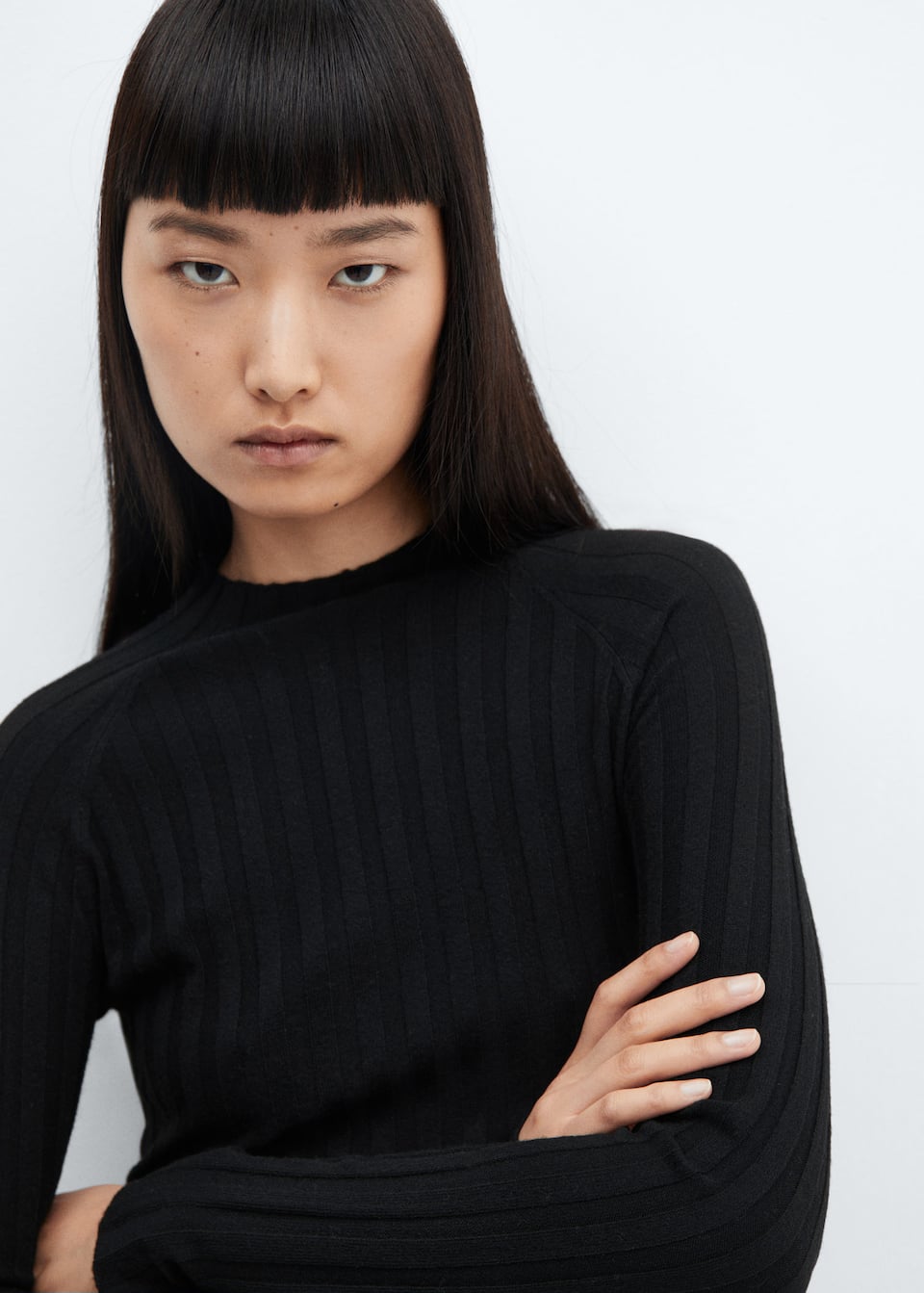 High collar ribbed knit sweater - Laurel Morgan