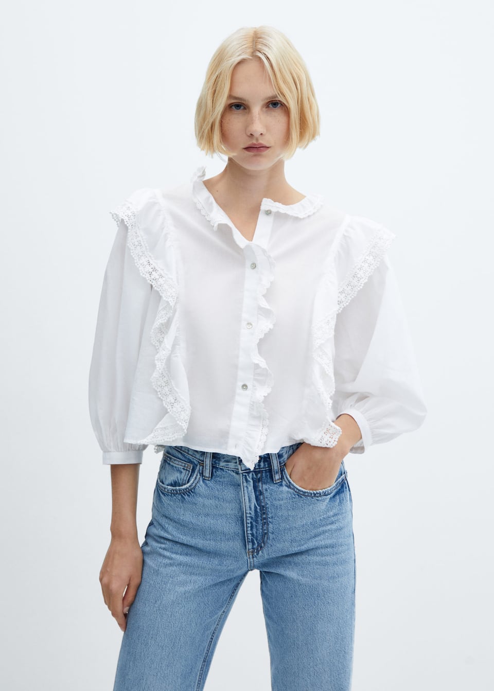 Lace blouse with ruffles - Laurel Morgan