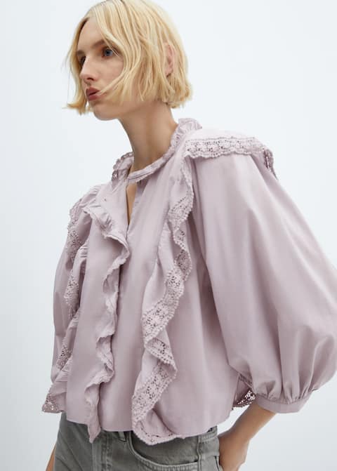 Lace blouse with ruffles - Laurel Morgan