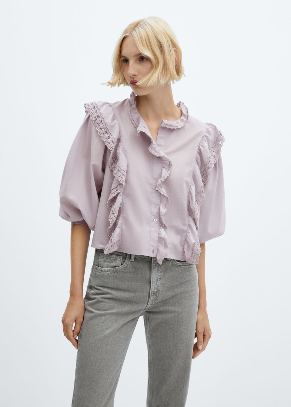 Lace blouse with ruffles - Laurel Morgan