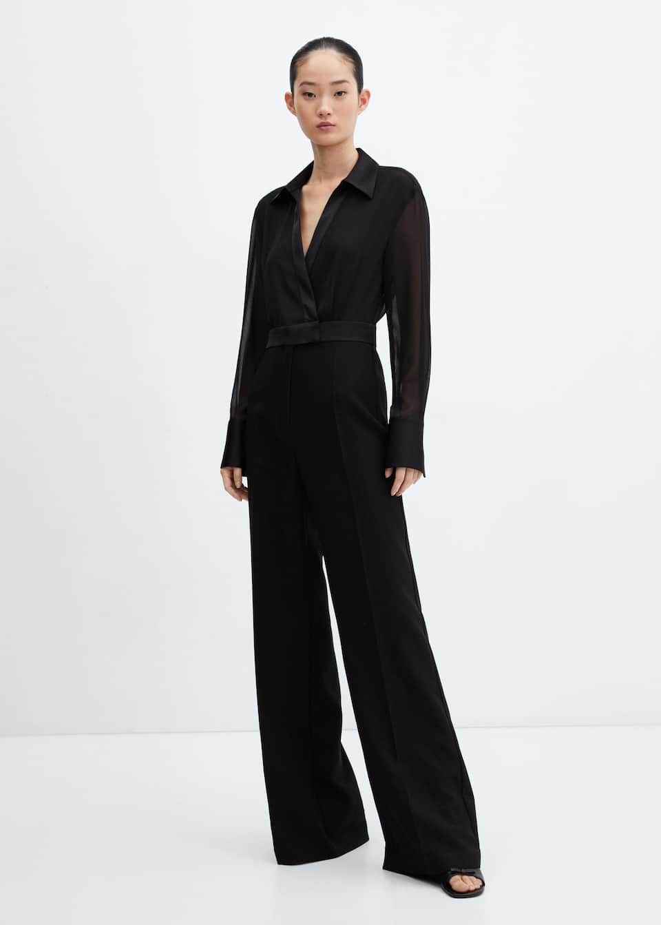 Long jumpsuit with shirt collar - Laurel Morgan