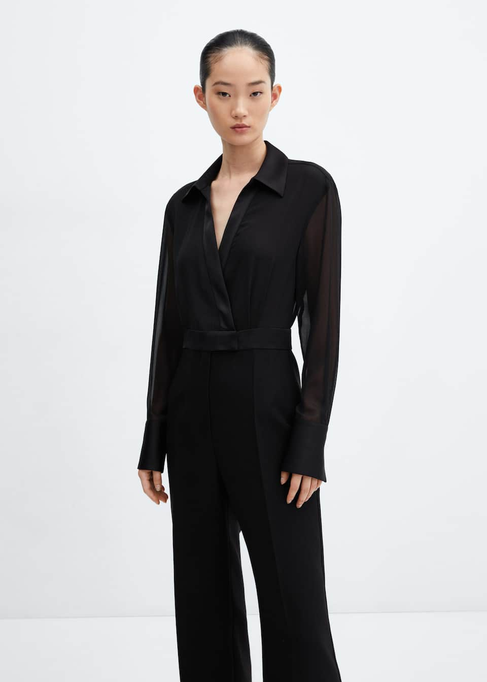 Long jumpsuit with shirt collar - Laurel Morgan