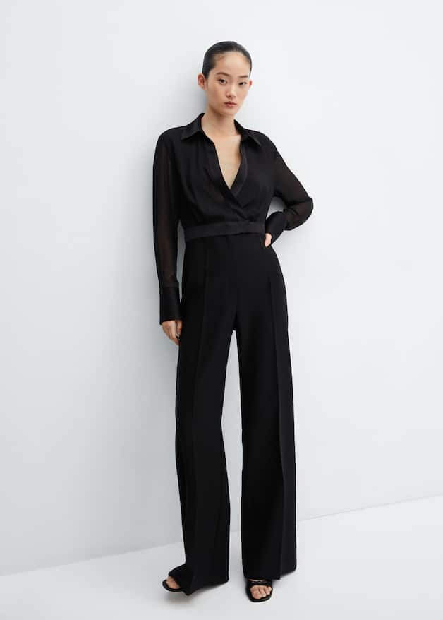 Long jumpsuit with shirt collar - Laurel Morgan