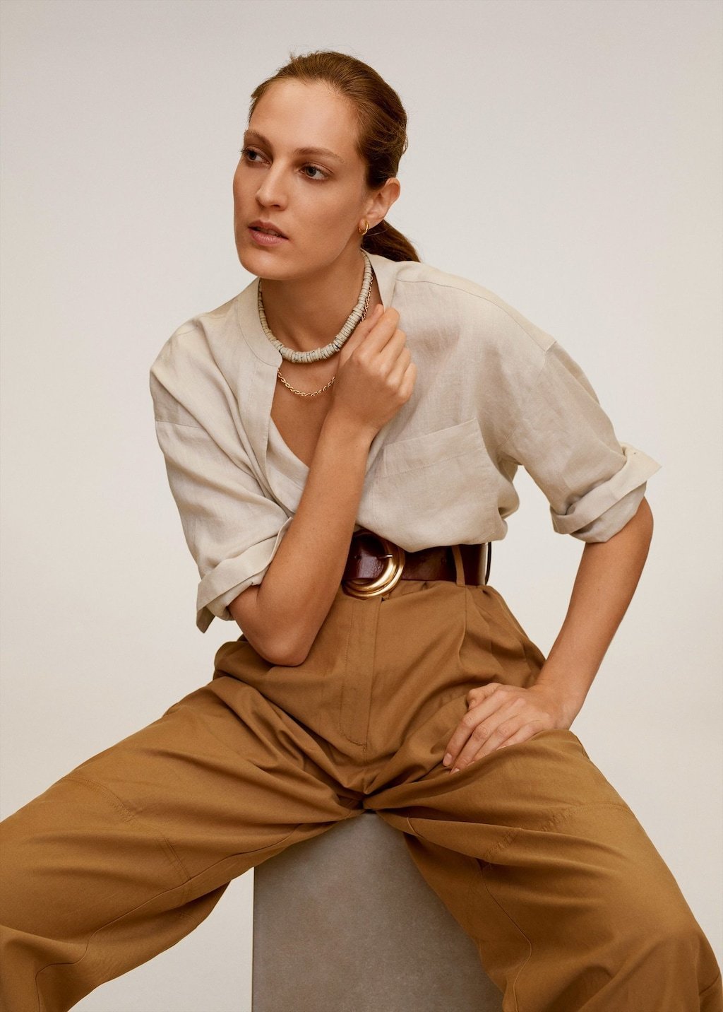 Mao collar linen shirt - Laurel Morgan