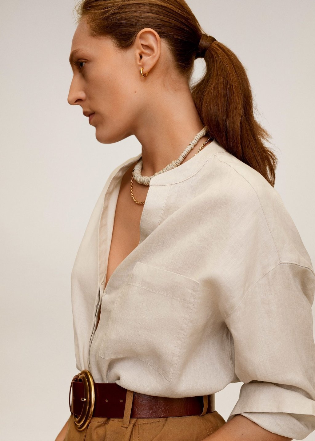 Mao collar linen shirt - Laurel Morgan