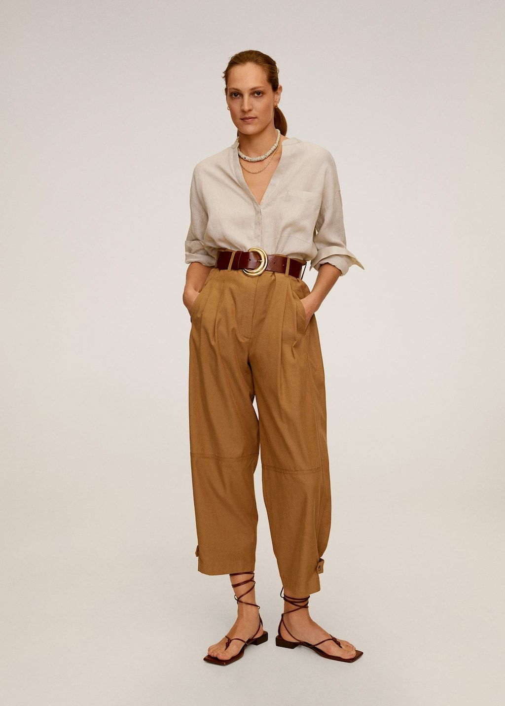 Mao collar linen shirt - Laurel Morgan