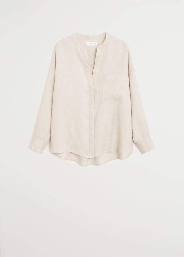 Mao collar linen shirt - Laurel Morgan