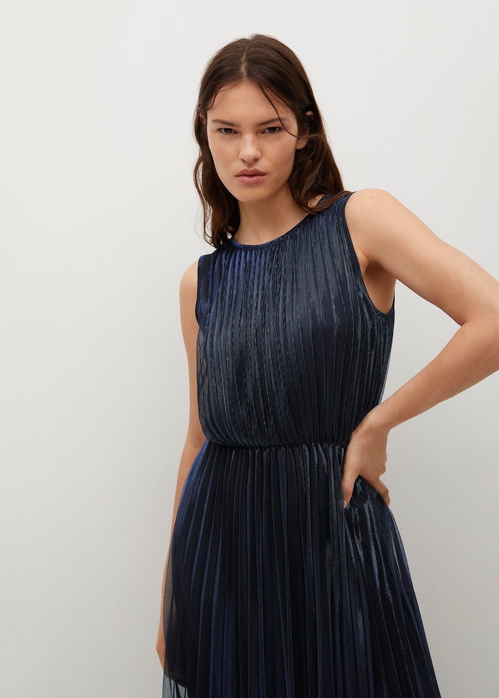 Metallic pleated dress