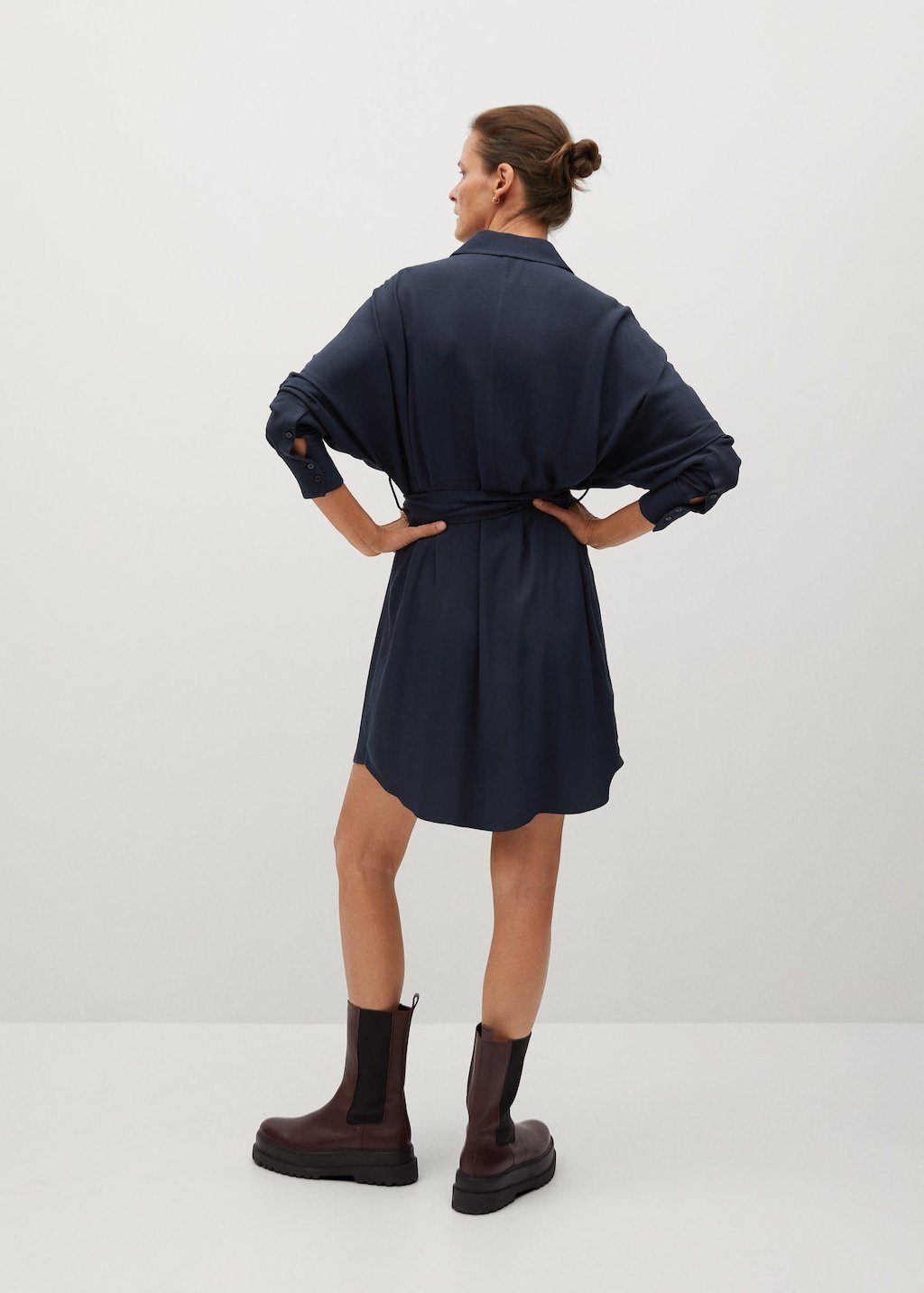 Navy Belt shirt dress