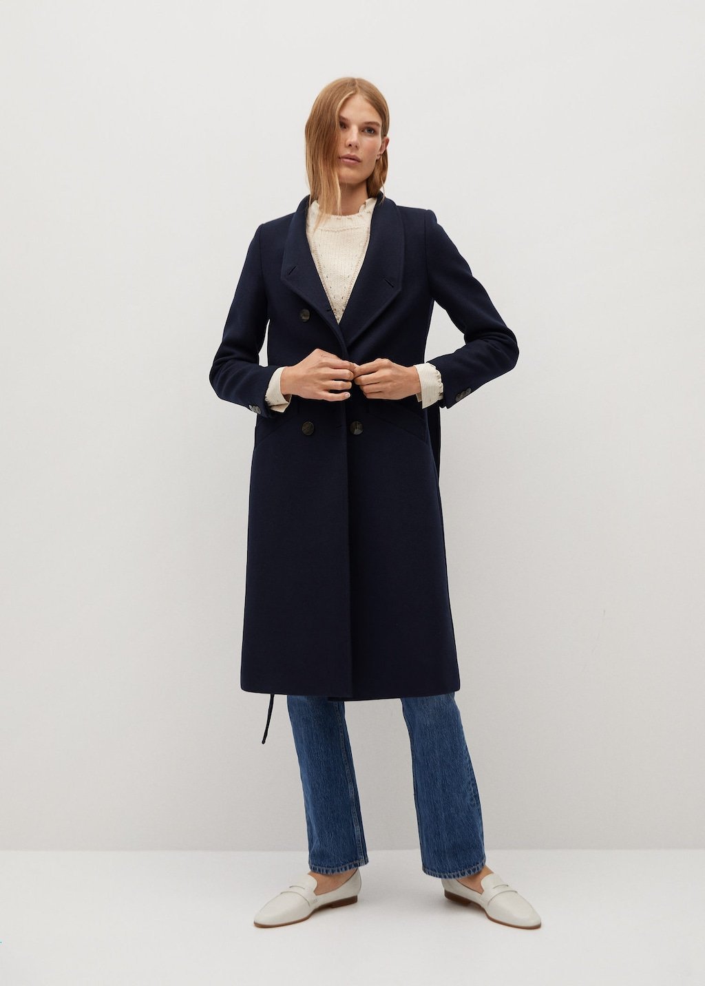 NAVY Manteco wool double-breasted coat - Laurel Morgan