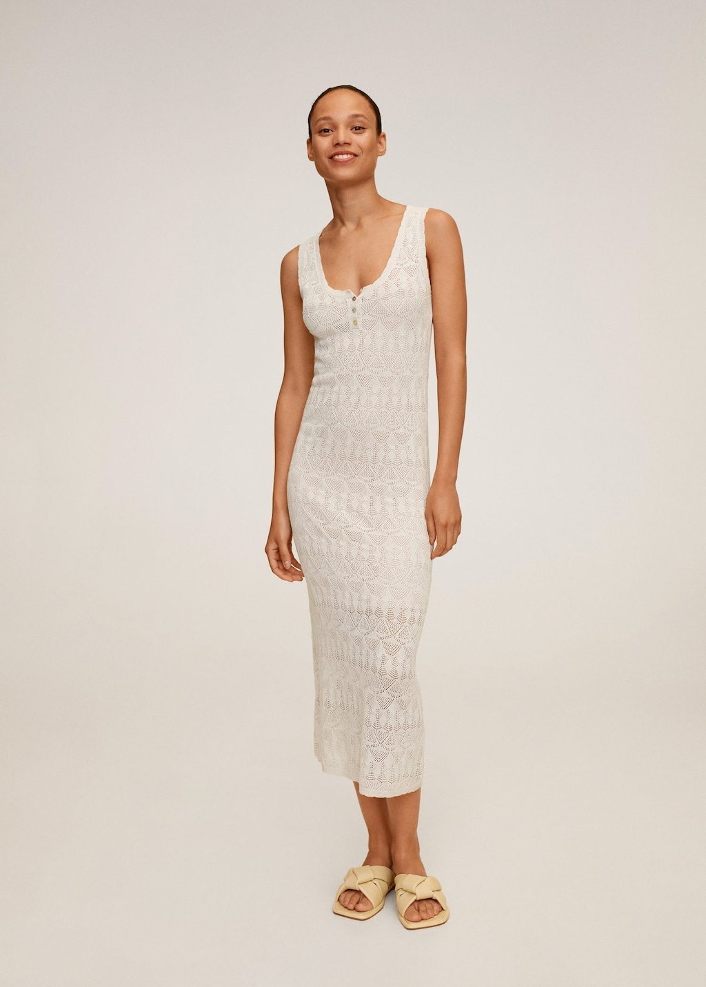 Openwork detail linen dress - Laurel Morgan