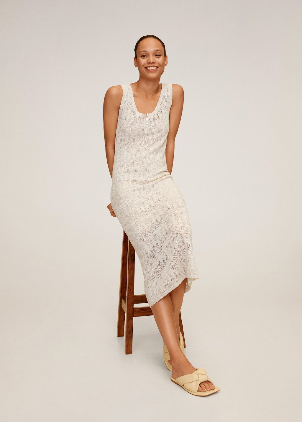 Openwork detail linen dress - Laurel Morgan