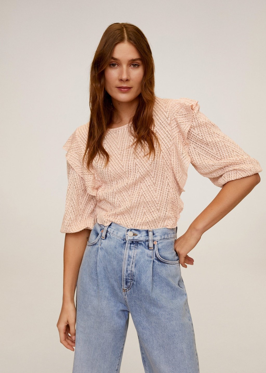 Openwork frills t-shirt