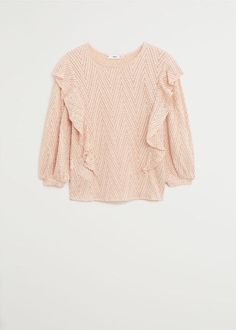 Openwork frills t-shirt