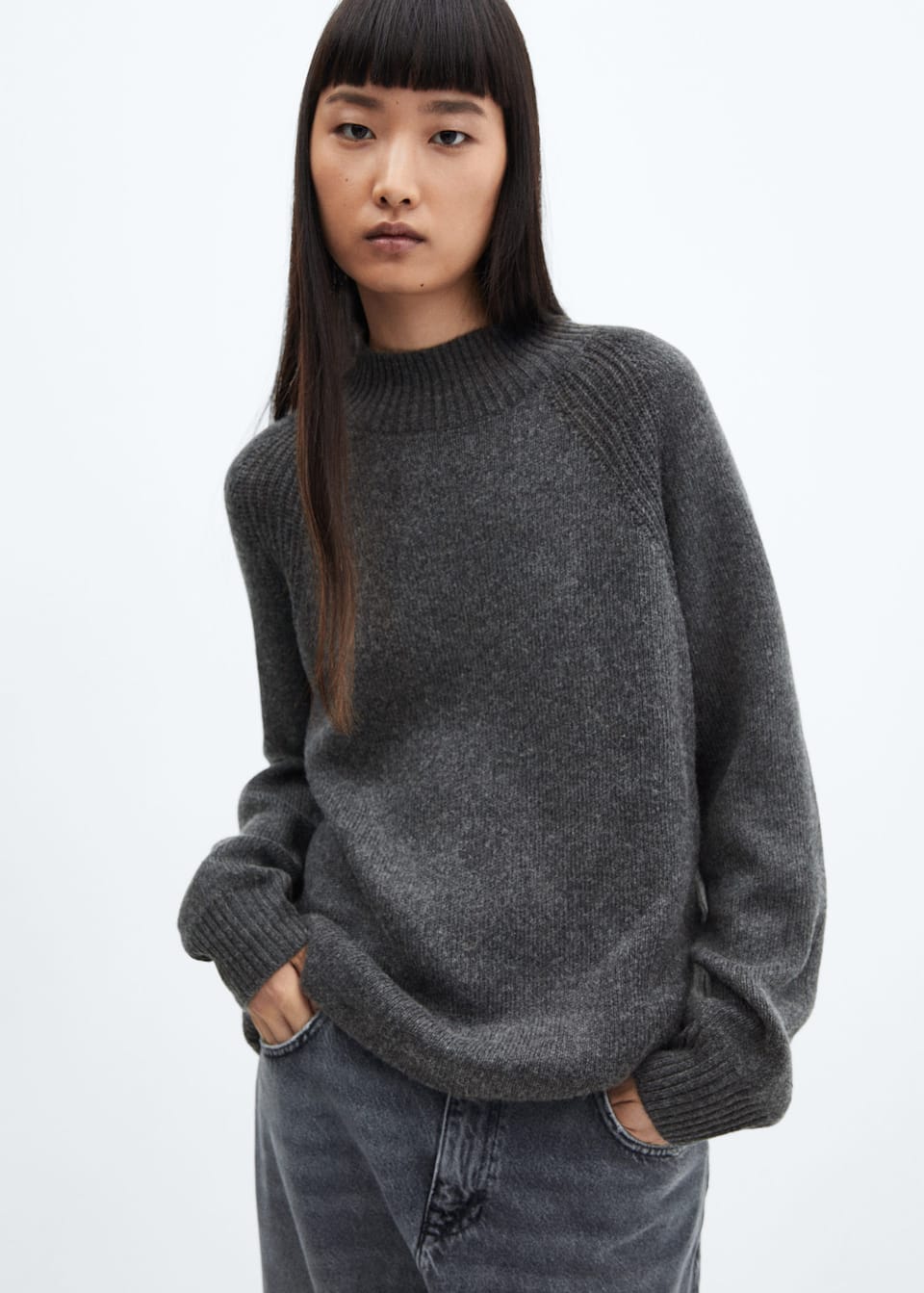 Oversized perkins-neck sweater