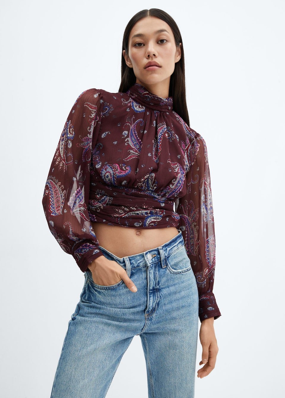 Paisley blouse with puffed sleeves - Laurel Morgan