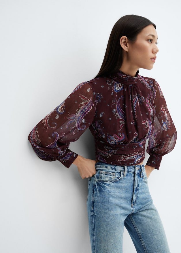 Paisley blouse with puffed sleeves - Laurel Morgan