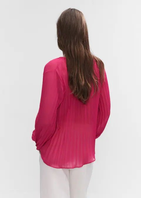 Pleated blouse with puffed sleeves - Laurel Morgan