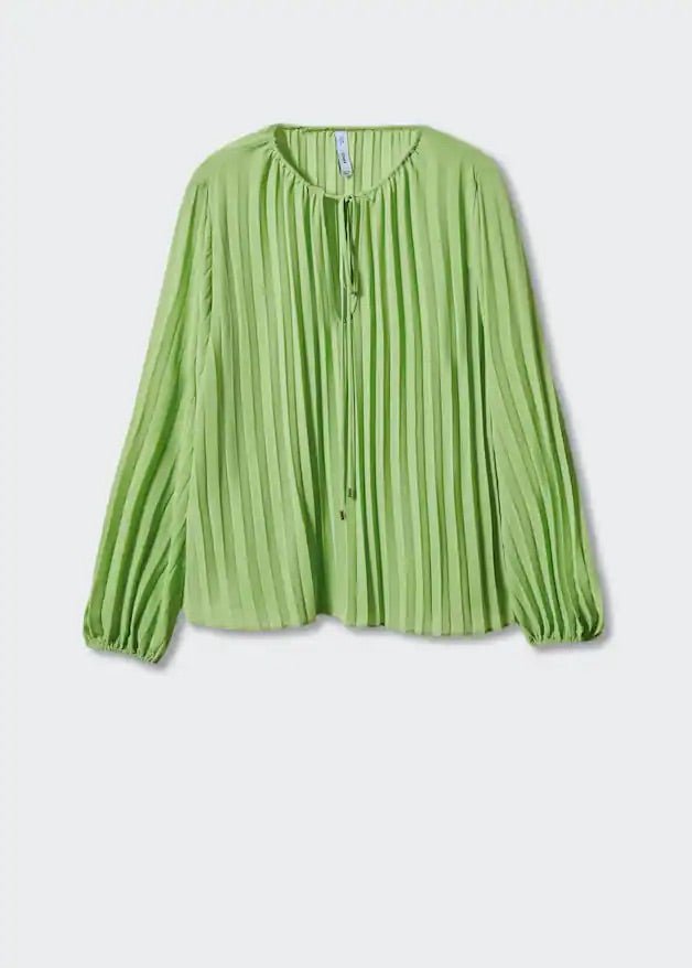 Pleated blouse with puffed sleeves - Laurel Morgan