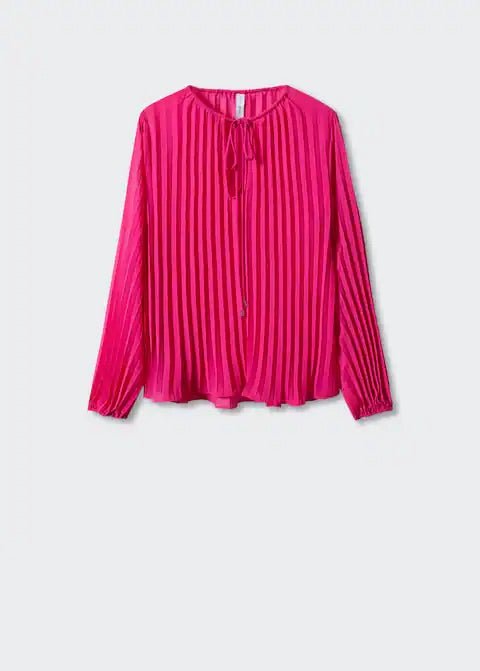 Pleated blouse with puffed sleeves - Laurel Morgan