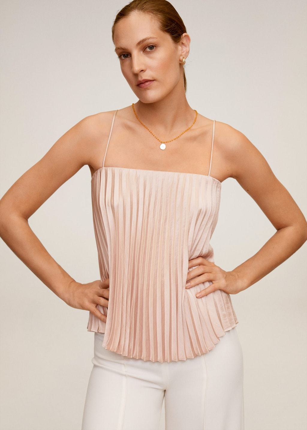 Pleated satin top - Laurel Morgan