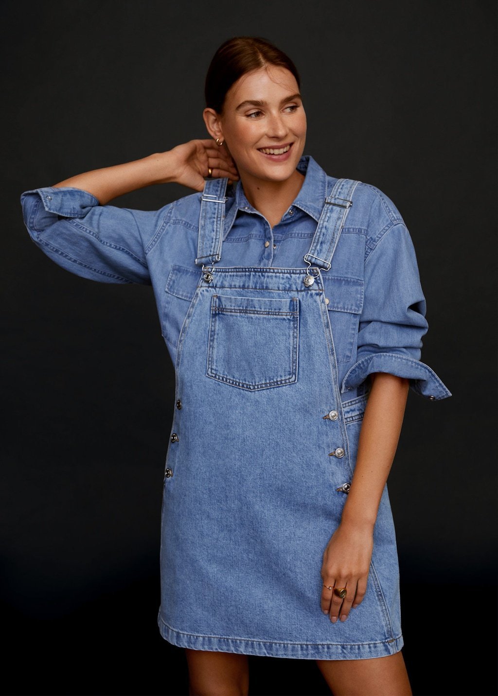 Pocket denim pinafore dress - Laurel Morgan