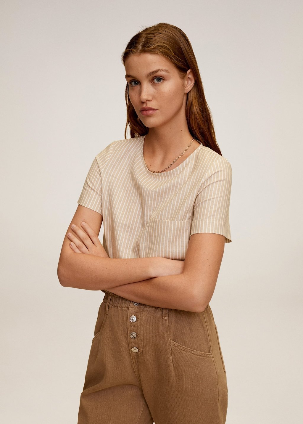 Pocket linen-blend blouse - Laurel Morgan