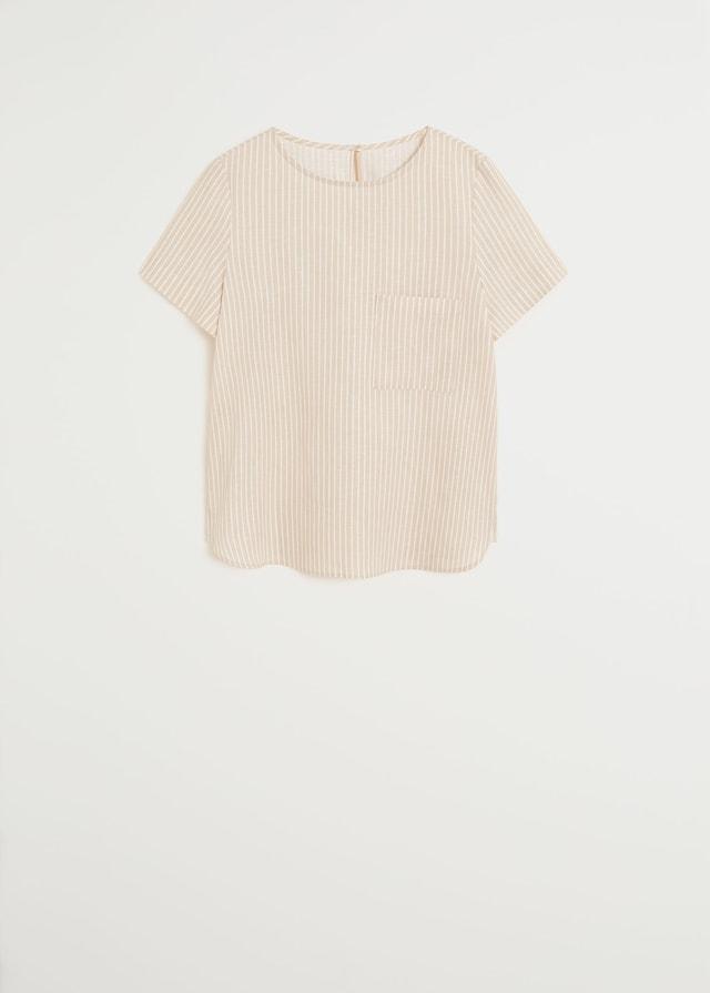 Pocket linen-blend blouse - Laurel Morgan