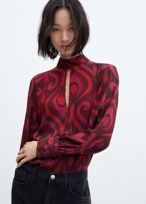 Printed blouse with opening detail - Laurel Morgan