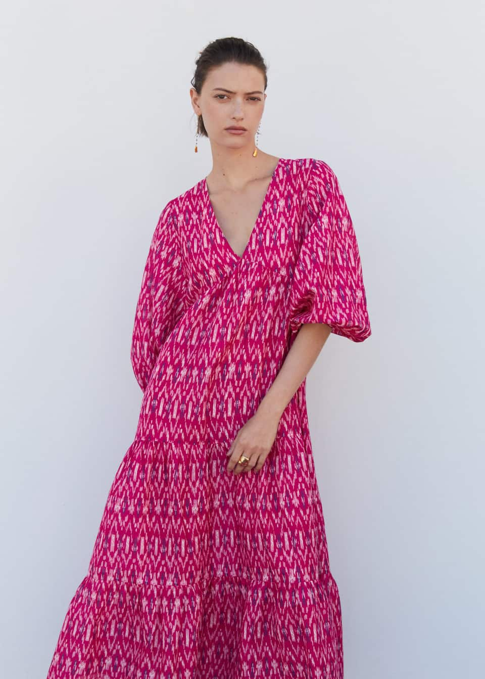 Printed dress with balloon sleeves - Laurel Morgan