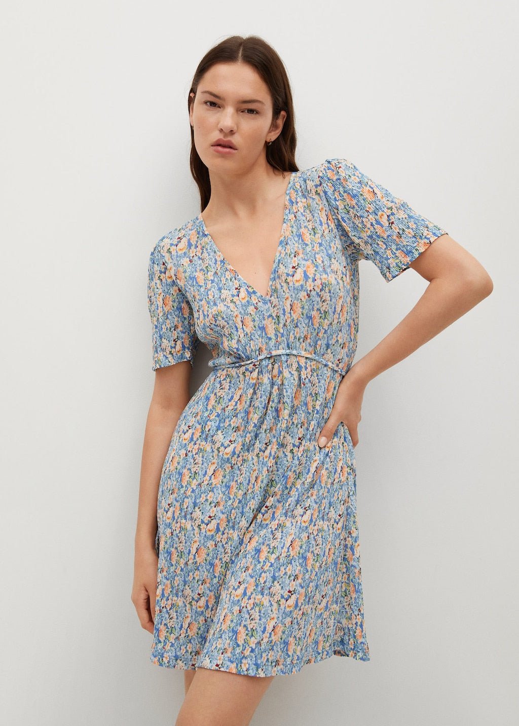 Printed pleated dress - Laurel Morgan