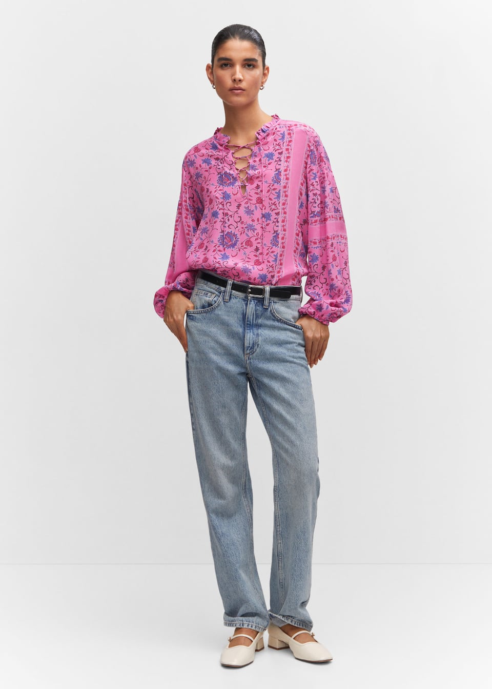 Printed puff sleeve blouse - Laurel Morgan