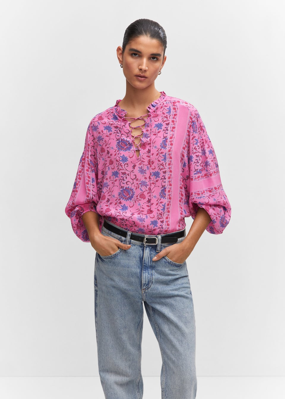 Printed puff sleeve blouse - Laurel Morgan