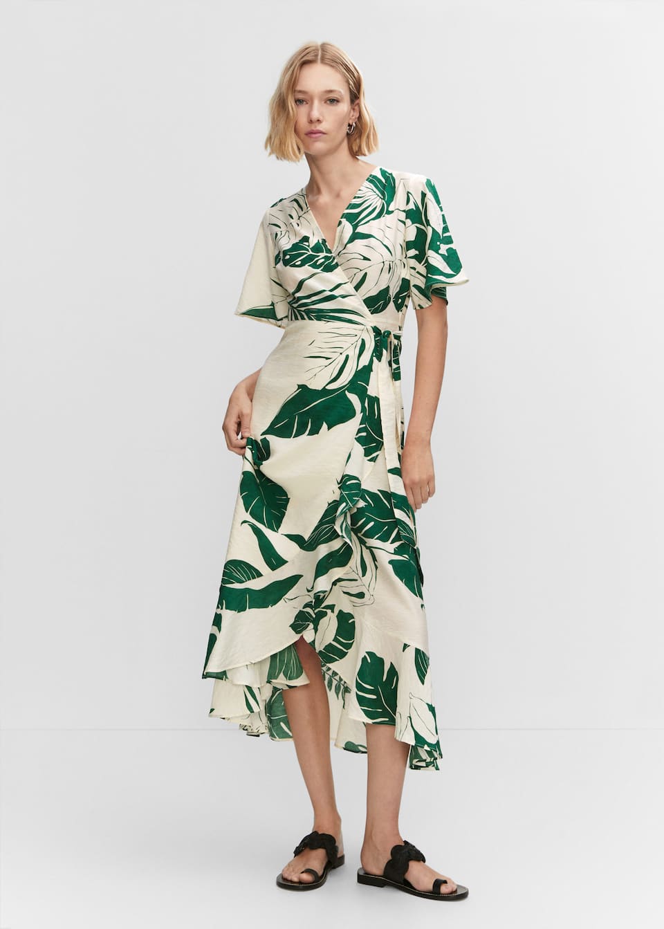 Printed wrap dress with ruffle - Laurel Morgan