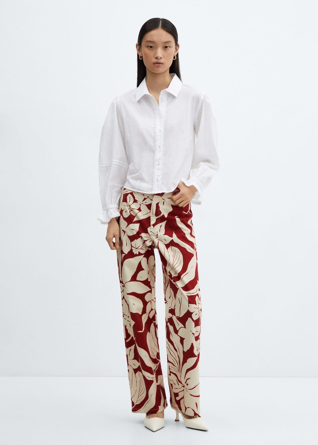 Puff-sleeve cotton shirt - Laurel Morgan