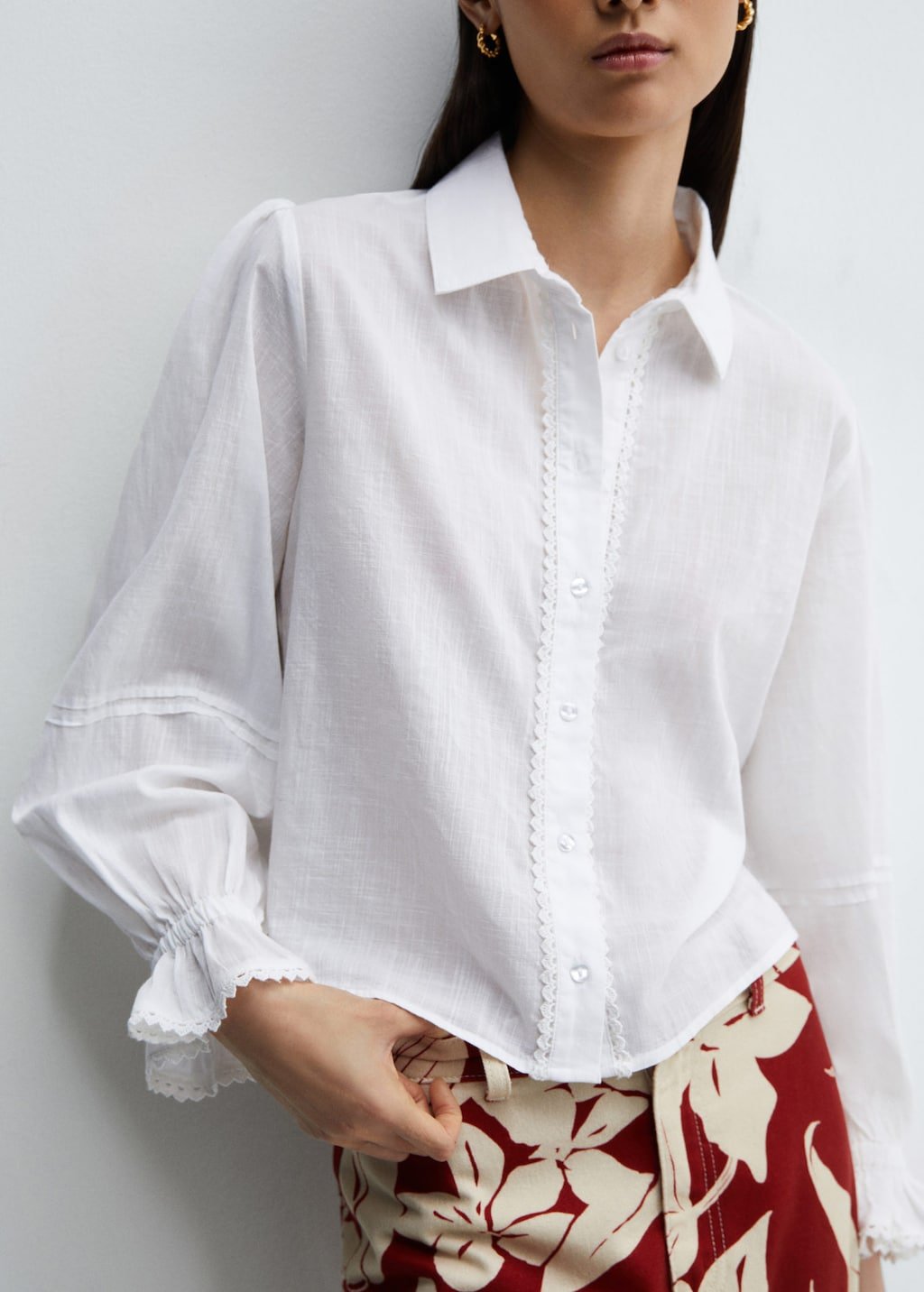 Puff-sleeve cotton shirt - Laurel Morgan