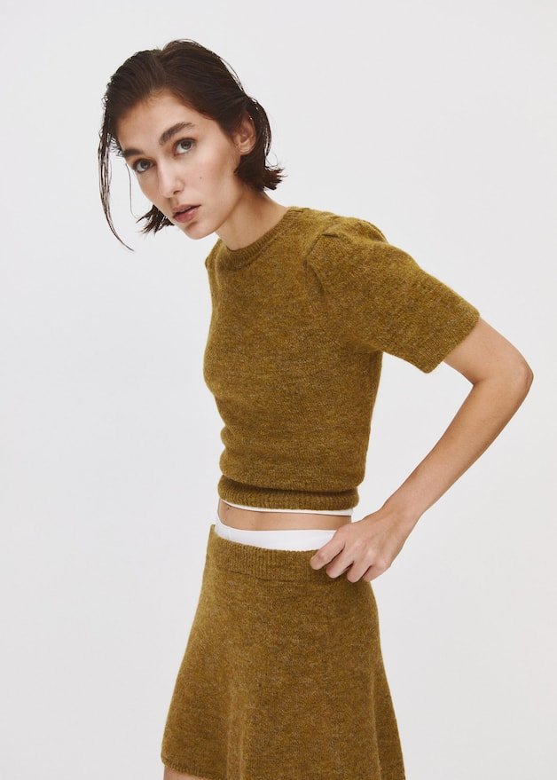 Puff-sleeve knitted sweater - Laurel Morgan