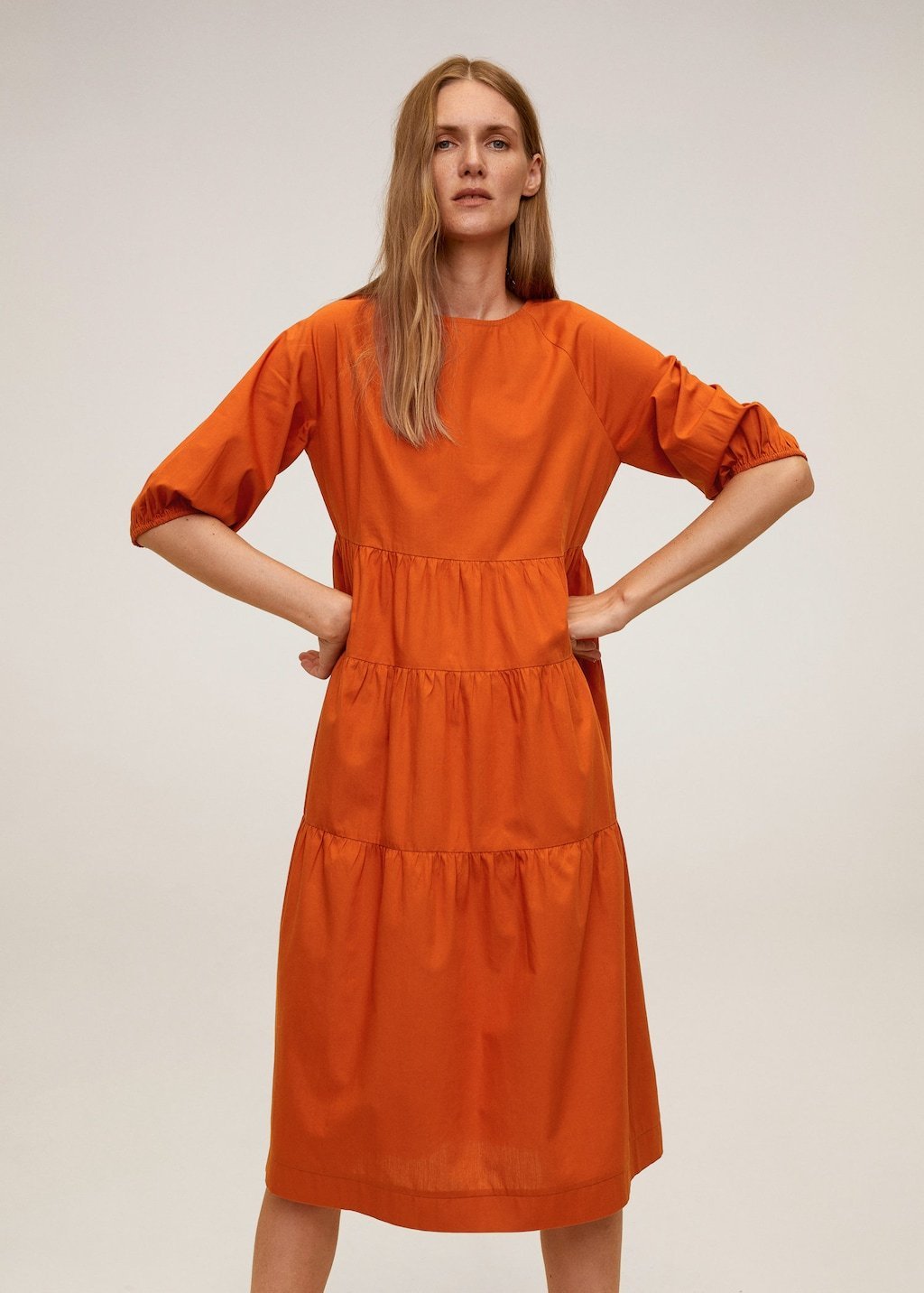 Puffed sleeves cotton dress - Laurel Morgan