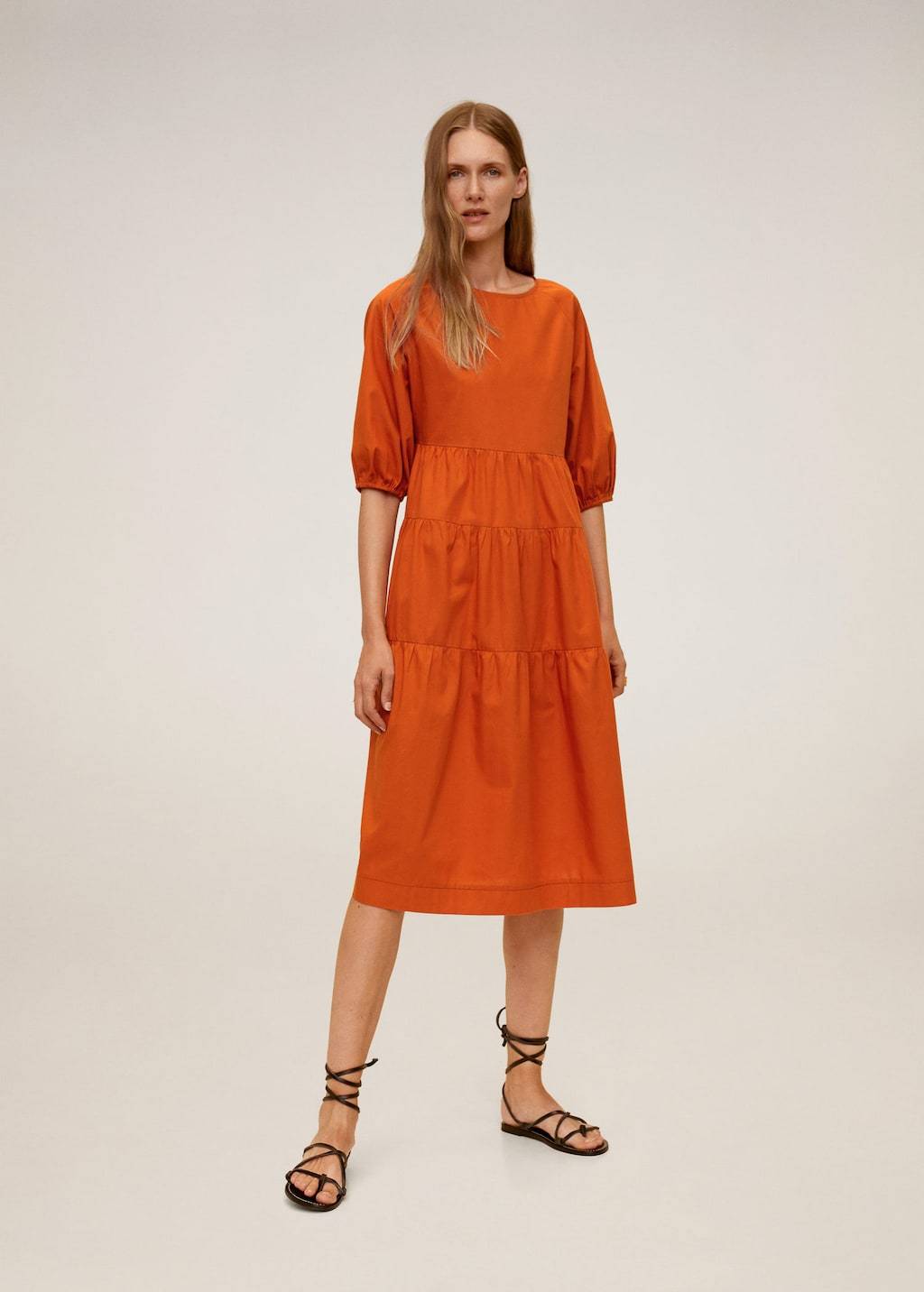 Puffed sleeves cotton dress - Laurel Morgan