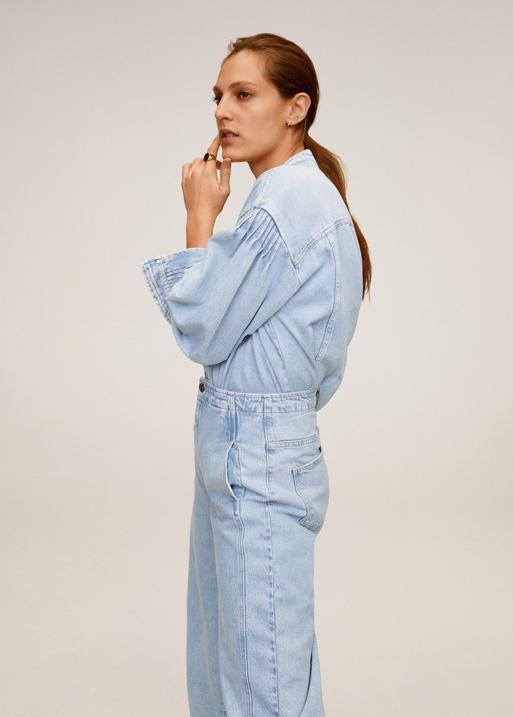 Puffed sleeves denim shirt - Laurel Morgan