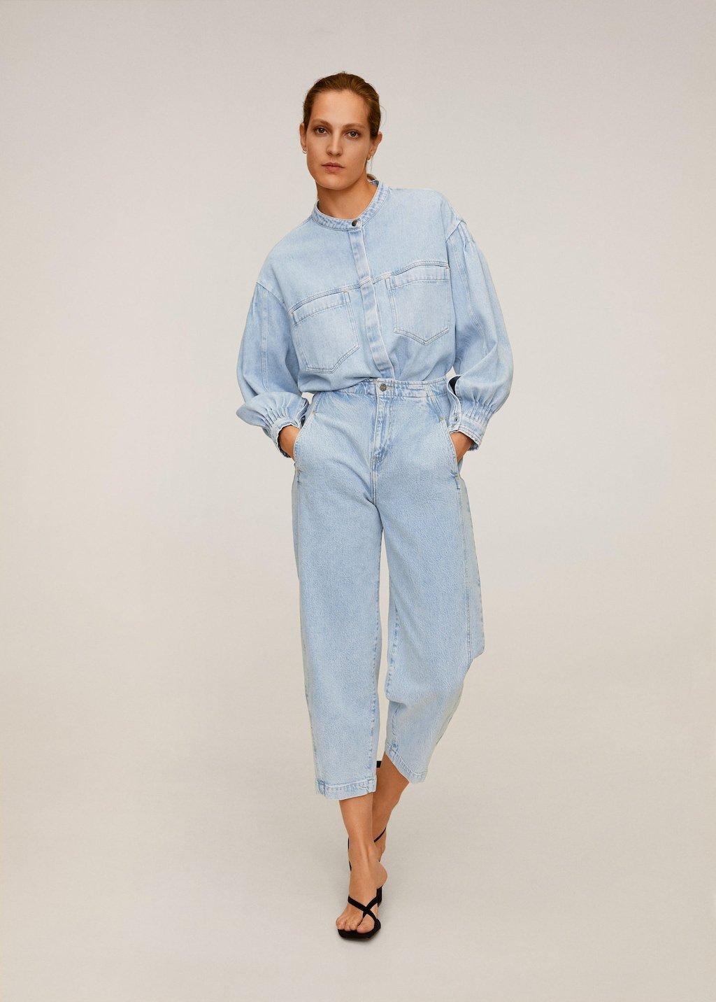 Puffed sleeves denim shirt - Laurel Morgan