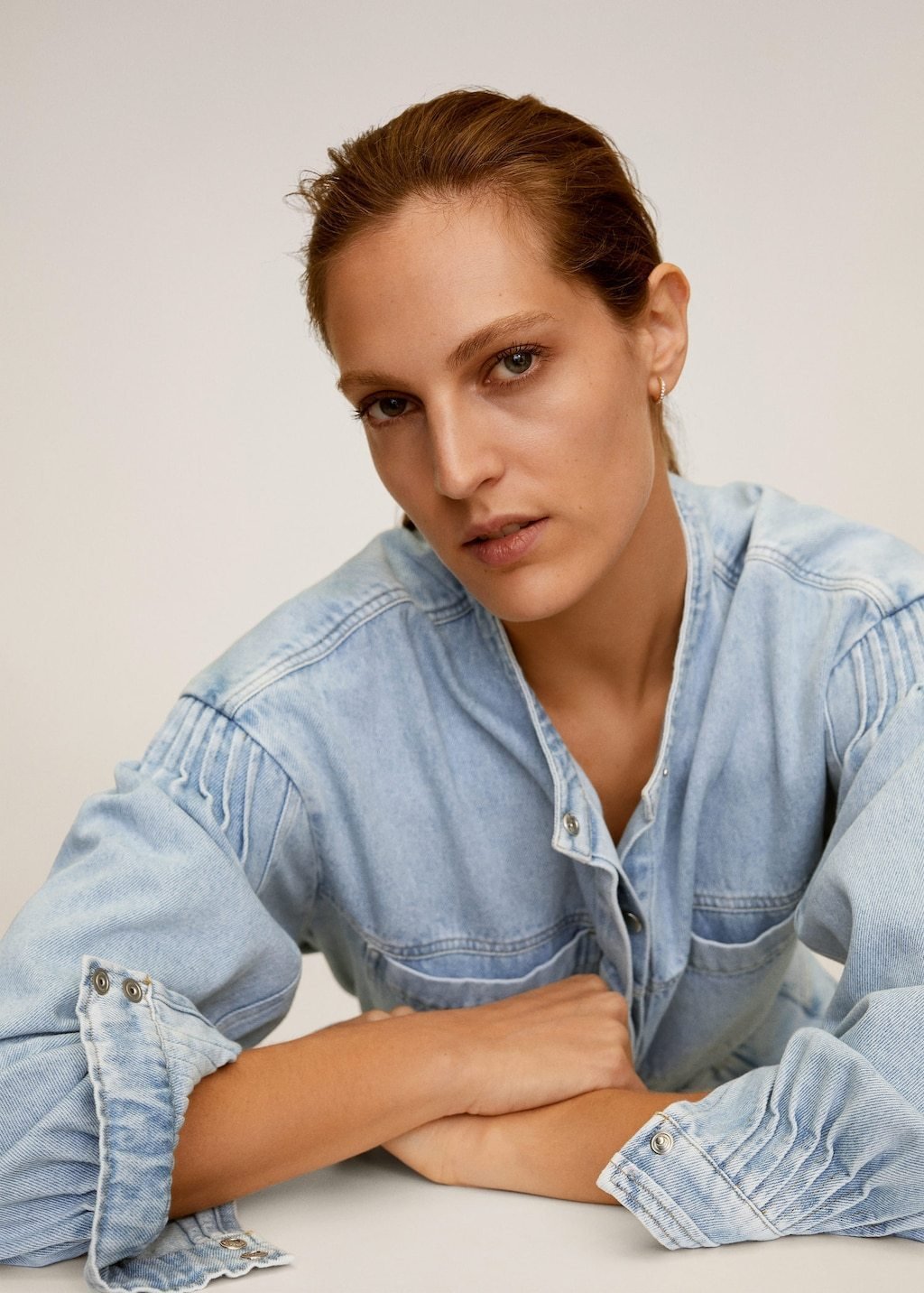 Puffed sleeves denim shirt - Laurel Morgan