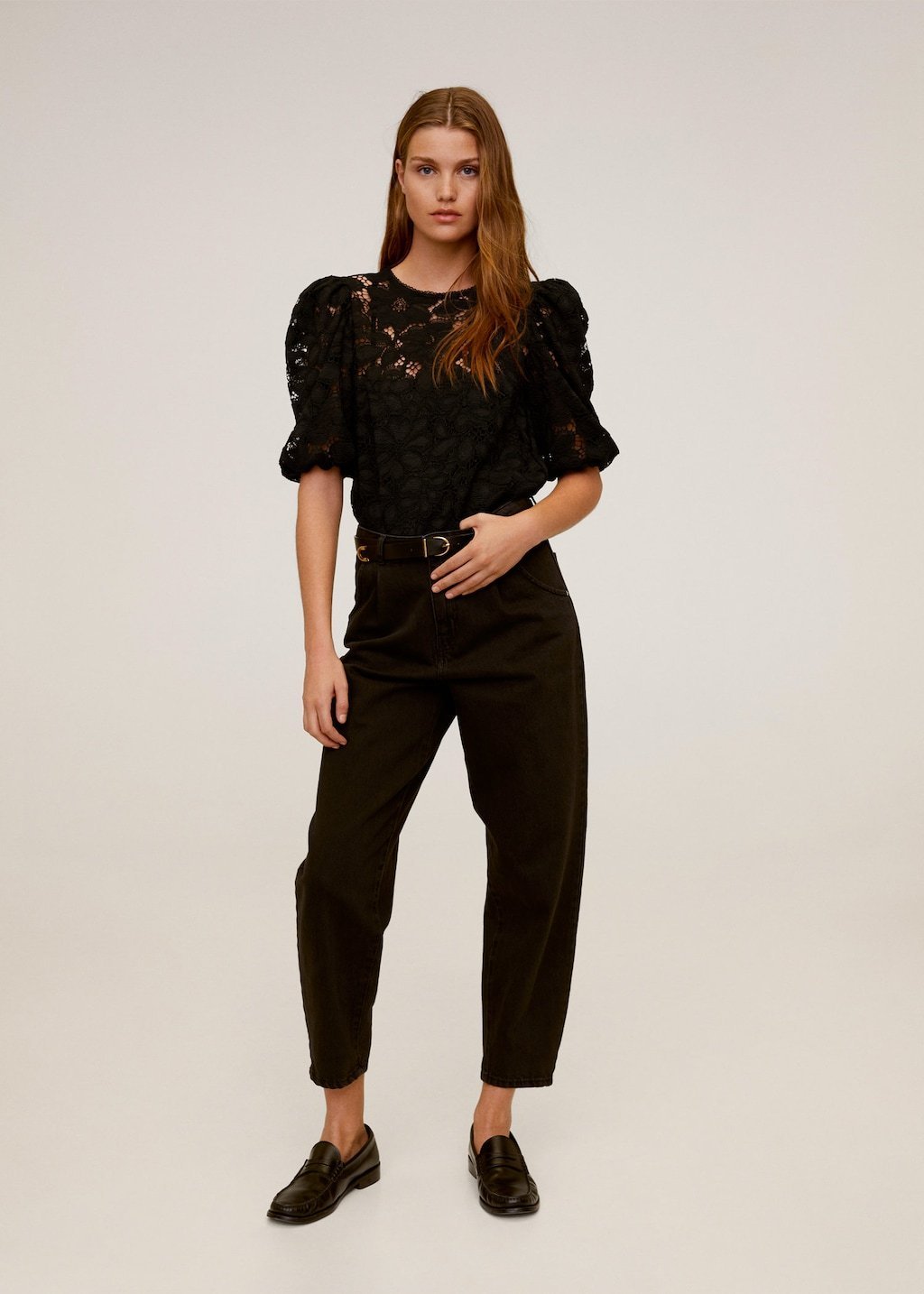 Puffed sleeves lace blouse - Laurel Morgan