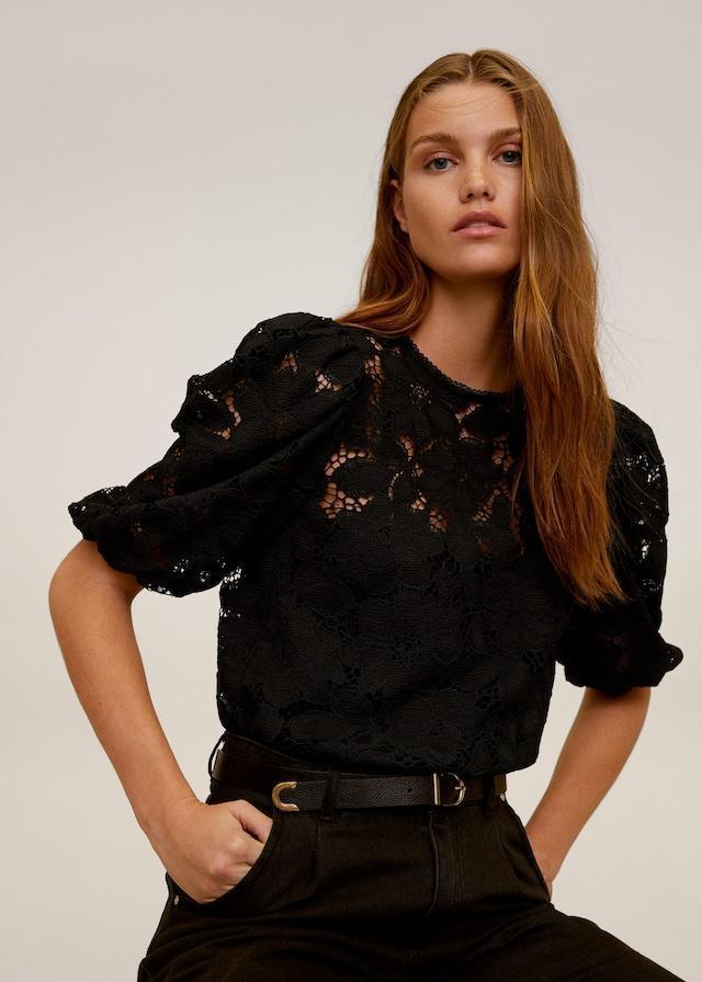 Puffed sleeves lace blouse - Laurel Morgan