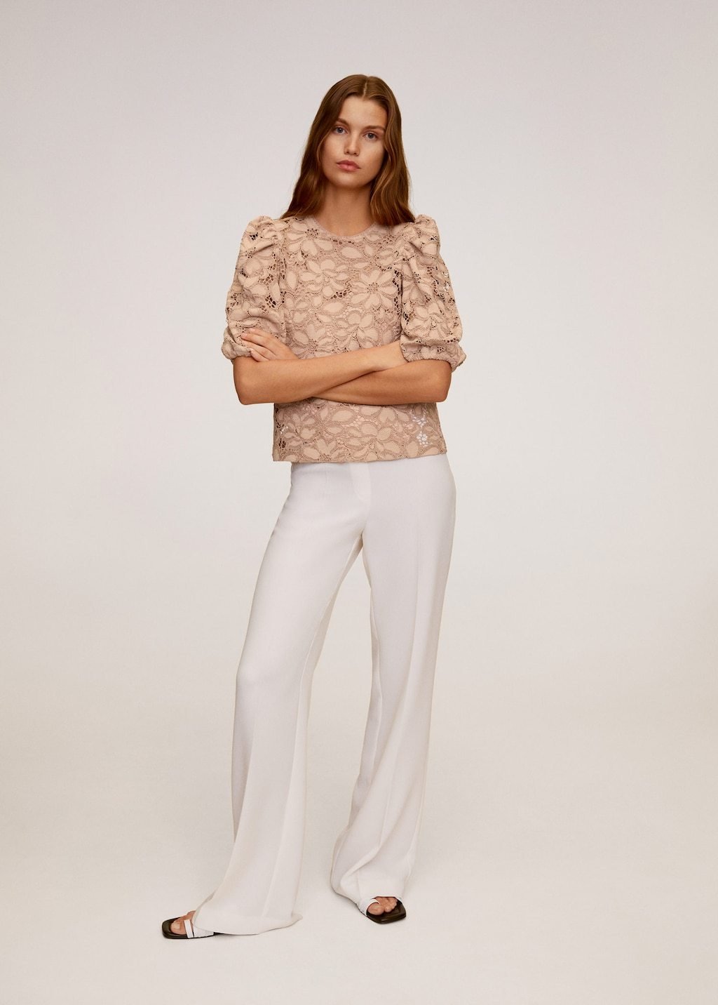 Puffed sleeves lace blouse - Laurel Morgan