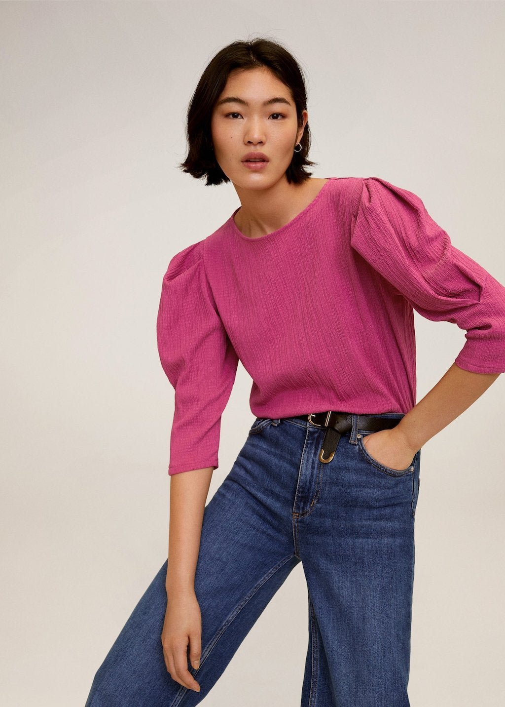 Puffed sleeves pleated t-shirt - Laurel Morgan