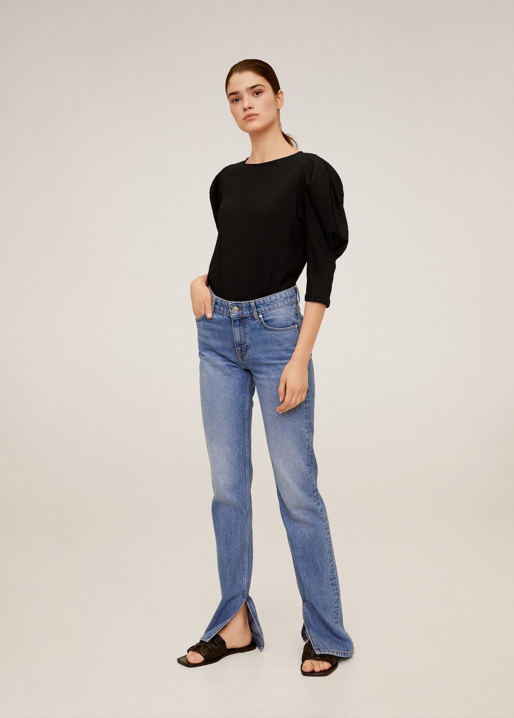 Puffed sleeves pleated t-shirt - Laurel Morgan